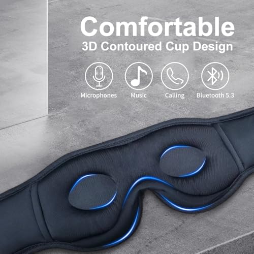Bluetooth Sleep Mask Wireless Headphones 3D Bluetooth Eye Mask for Side Sleepers SYPVRY Blackout Eye Mask with Headphones Speaker for Airplane