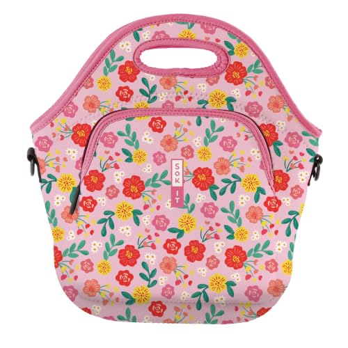 LunchTote Zippered Bag Insulated Neoprene Caddy (Bloom Your Way / X-Large 6.5 Quart Lunch Tote)