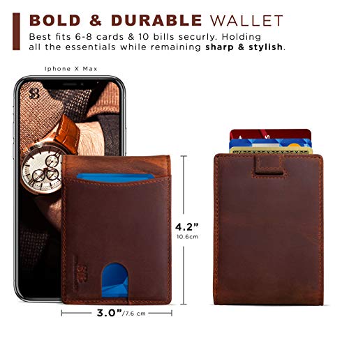 RFID Blocking Slim Bifold Genuine Leather Thin Minimalist Front Pocket Wallets for Men Billfold Wallet Men Gift