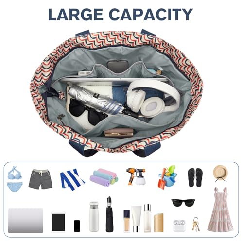 Beach Bag Waterproof Sandproof Large Capacity Foldable for Women