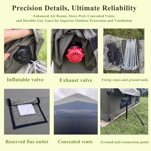 Luxury Inflatable Canvas Tent for Camping with Stove Jack