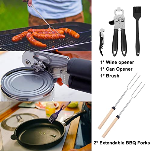 35 Piece Camping Kitchen Utensil Set with Carry Bag and Grilling Tools (35 Count)