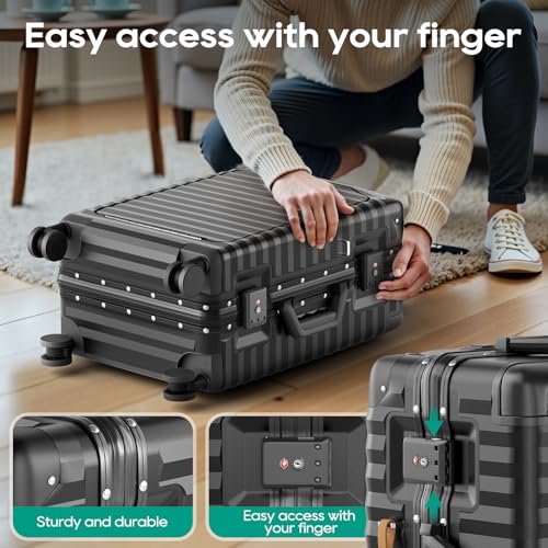 20 Inch Carry on Luggage with Aluminium Frame and Front Pocket