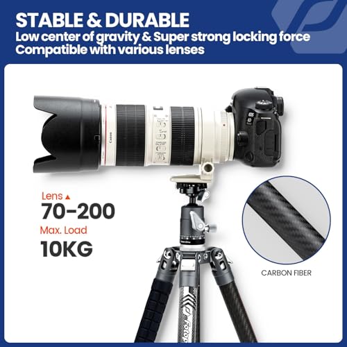 62 Inch Carbon Fiber Tripod for Camera Ultralight Travel Camera Tripod Max Loads Up 22lbs X