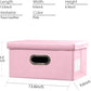 PRANDOM Collapsible Storage Box with Lid [1-Pack] Leather Fabric Foldable Storage Bin Organizer Container Basket Cube with Cover for Home Bedroom Closet Office Nursery Pink (13.6x9.6x6.9)