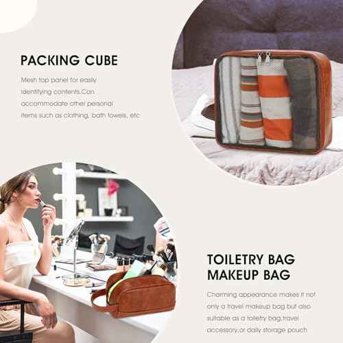 3PCS Faux Leather Weekender Bag for Women Men Travel Bag Overnight Bags (3 Count)