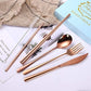 6 Pieces 18 8 Stainless Steel Flatware Set Portable Reusable Cutlery Set Travel Utensils Set Including Chopsticks Knife Fork Spoon Straws Cleaning Brush Dishwasher Safe