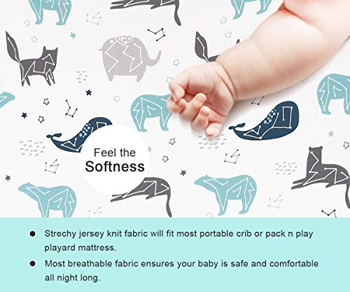 Pack n Play Stretchy Fitted Playard Sheet Set BROLEX 2 Pack Portable Mini Crib Sheets (2 Count)
