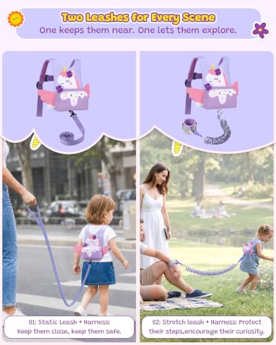 3 in 1 Toddler Harness Leash with Key Lock for Girls Cute Unicorn