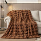 Luxury Faux Fur Rabbit Fur Throw Blanket Brown 90"x80"
