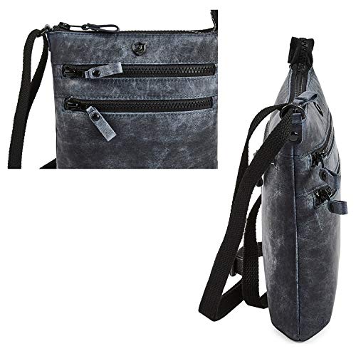 Small Crossbody Bags for Women Genuine Leather Travel Purse Vintage Sling Shoulder Bag with Adjustable Strap & Zipper Pockets