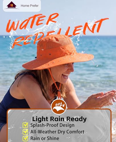 Unisex UPF50+ Sun Hat for Men Women Lightweight Mesh Bucket Hat Wide Brim Fishing Hat UV Protection Hat for Garden Golf Beach Orange