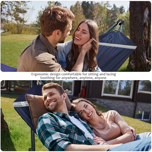 Ultimate Relaxation Portable Hammock Stand with Cotton Canvas Net
