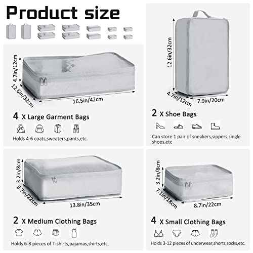 2 Packs 6 Set Travel Packing Cubes Luggage Organizer Set Lightweight Suitcase with Shoe Bag for Clothes Toiletries