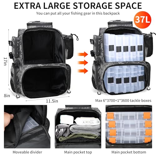 Fishing Tackle Backpack with Rod Holders