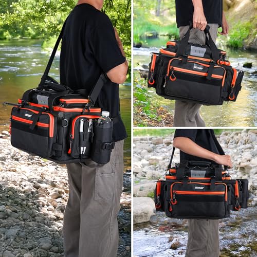 Fishing Tackle Bag with 4PCS 3700 & 2PCS 3600 Tackle Boxes (6 Count)