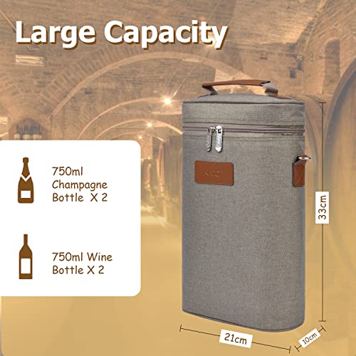 2 Bottle Insulated Wine Tote Carrier Bag