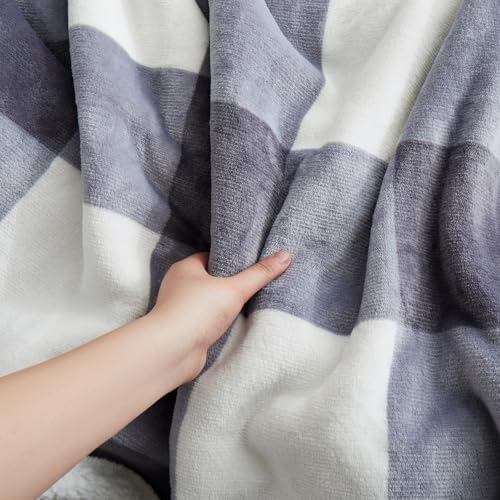 Sherpa Blanket Fleece Throw Blanket Full Queen Plaid Thick Bed Blanket