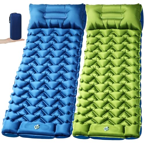 2 Pack 4 Inch Ultralight Camping Sleeping Pads with Foot Pump (2 Count)