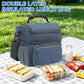 Double Layer Cooler Insulated Lunch Bag Adult Lunch Box Large Tote Bag for Men (Navy)