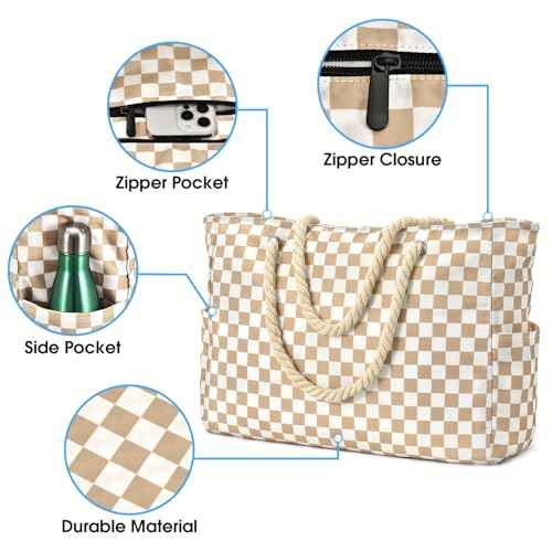 Beach Bags for Women Large Waterproof Beach Tote Bag Zipper Beach Bags Waterproof Sandproof Swim Pool Bag Large Tote