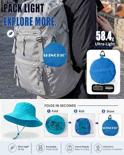 Water Resistant UPF 50+ Sun Bucket Hat Packable Brimmed for Women Men