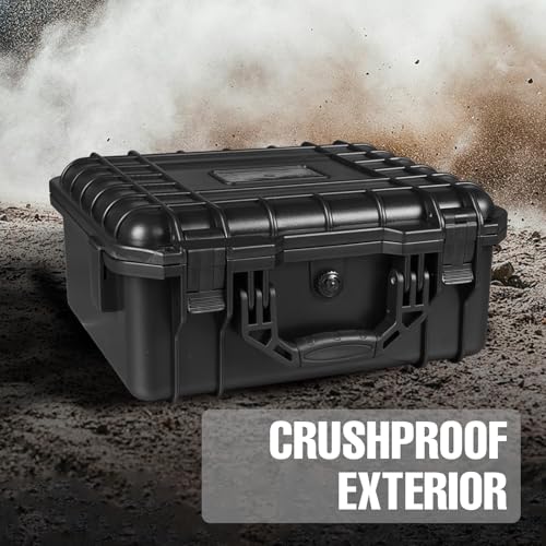Hard Case 13.6 x 11.4 x 6 Inch Portable Weather Waterproof Protective Camera Case with Customizable Foam