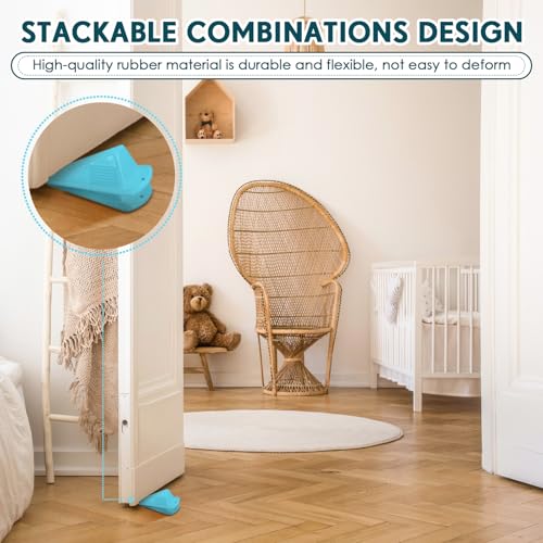6 Pcs Heavy Duty Rubber Door Stops Wedge Stackable (6 Count)