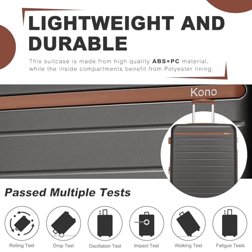 Carry On Suitcase 20in Expandable ABS+PC Airline Approved Grey