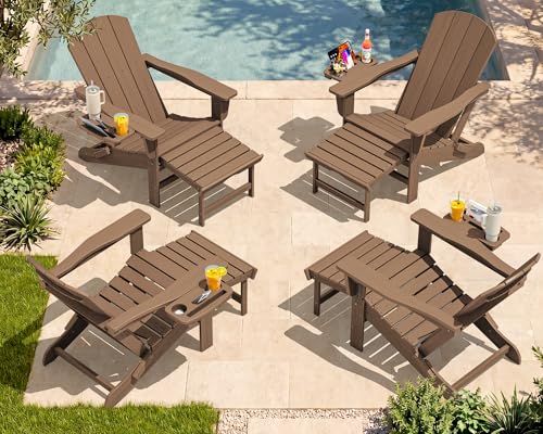 Folding Adjustable Adirondack Chairs with Footrest Set of 4 (4 Count)