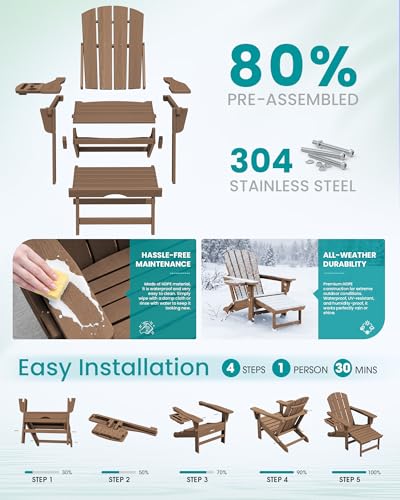 Folding Adjustable Adirondack Chair with Footrest