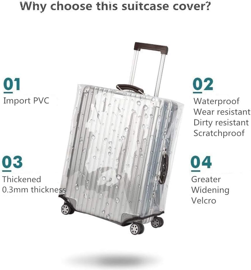3-Piece Set (20/24/28 Inch) Clear Suitcase Cover (Gray Trim) (3 Count)