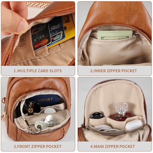 Crossbody Bags for Women Anti Theft Vegan Leather Sling Bag RFID Blocking Chest Bag for Travel
