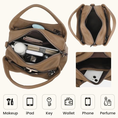 Genuine Leather Purses for Women with Detachable Satchel Strap