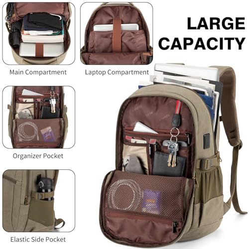 Vintage Canvas Laptop Backpack for Men and Women