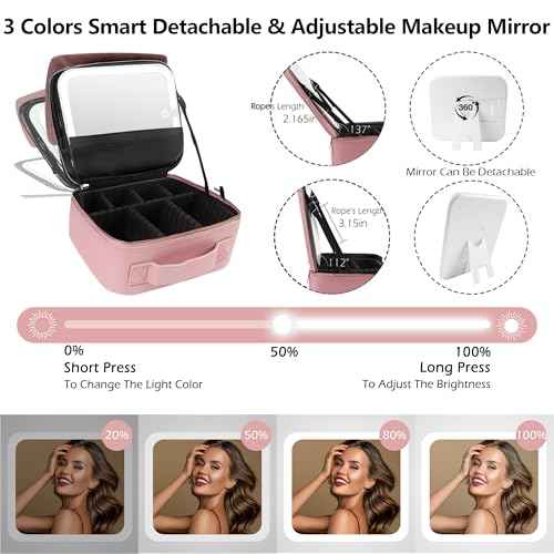 Travel Makeup Bag Cosmetic Bag Makeup Organizer Bag with Lighted Mirror