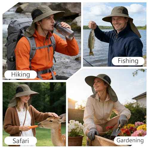Sun Hat for Men Women with Neck Flap