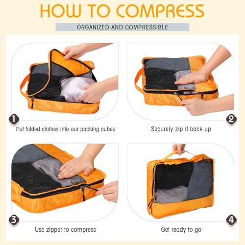 5 Pcs Packing Cubes for Suitcase Large Travel Cubes Carry on Luggage Organizer Bags for Clothes Accessories (5 Count)