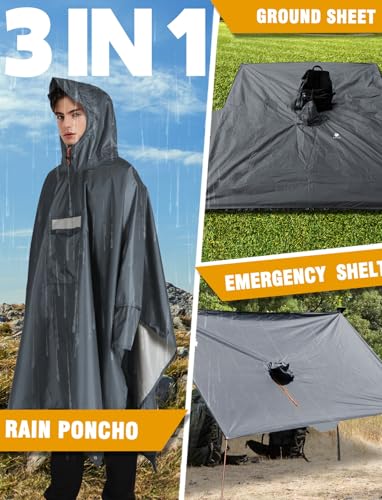 Hooded Rain Poncho for Adult Waterproof Lightweight Raincoat