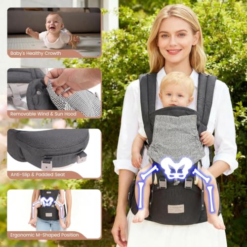 Baby Carrier Newborn to Toddler Baby Carriers with Seat Infant Baby Holder Backpack Baby Carriers Front and Back for Carrying and Hiking