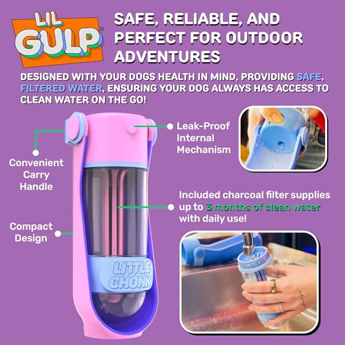 Lil Gulp Dog Water Bottle 15 Fl oz Filtered Portable Travel Bottle
