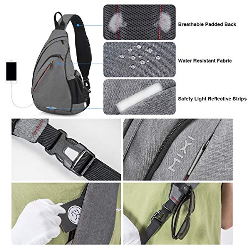 Sling Bag Men Backpack Unisex One Shoulder Bag Hiking Travel Backpack Crossbody with USB Port for Men Women Versatile Casual Daypack