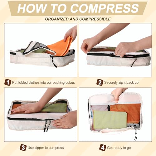 5 Pcs Packing Cubes for Suitcase Large Travel Cubes Carry on Luggage Organizer Bags for Clothes Accessories (5 Count)