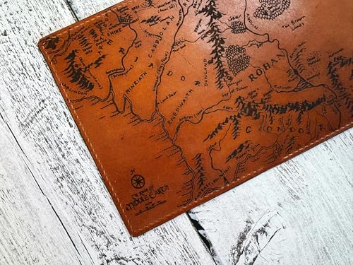 Handmade genuine Leather Wallet Map engrave