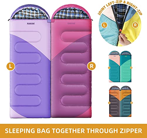 Water Resistant Portable Purple Sleeping Bag for Adults Teens and Kids