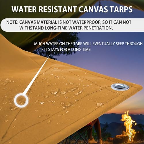 12x12ft Canvas Tarp 22 Mil Tarps 14 oz Canvas Tarpaulin Heavy Duty Cloth Water