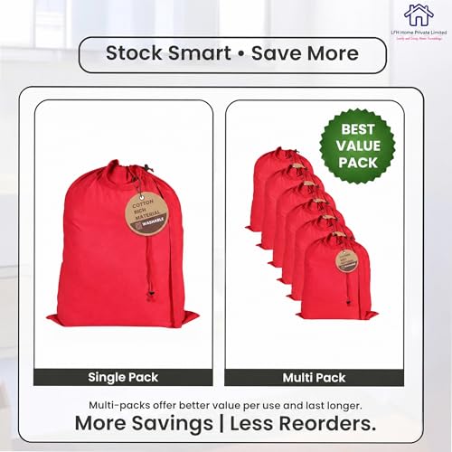 LFH Home Cotton Rich Large Premium Canvas Laundry Bag (6 Count)