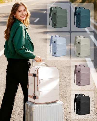 Travel Backpack Carry On for Women Man Gym Backpacks with Laptop Compartment Mochila de Viaje Teacher Personal Item Backpack Airplane Accessories Must Haves Beige Brown 20L