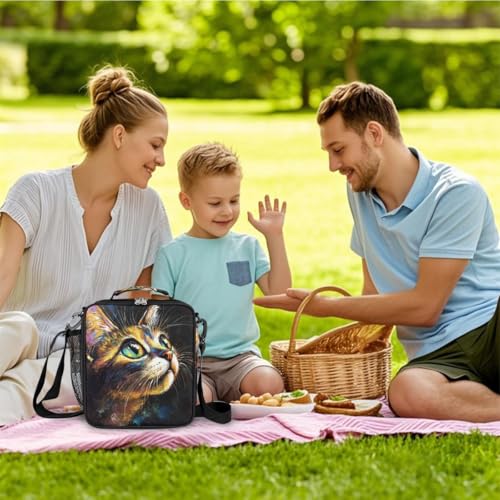 Cat Kitten Cute Kids Lunch Box for Girls Boys Reusable Insulated Lunch Bag for Kids Toddler Thermal Cooler Spacious Lunchbox with Shoulder Strap Lunchbag for School Work Picnic (print 15)