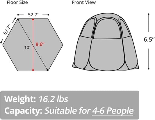 Alvantor Pop Up Screen House Gazebo with Mosquito Netting, Instant UV Resistant Sun Shelter for Patio & Backyard, Portable Canopy Tent for 2-10 Person